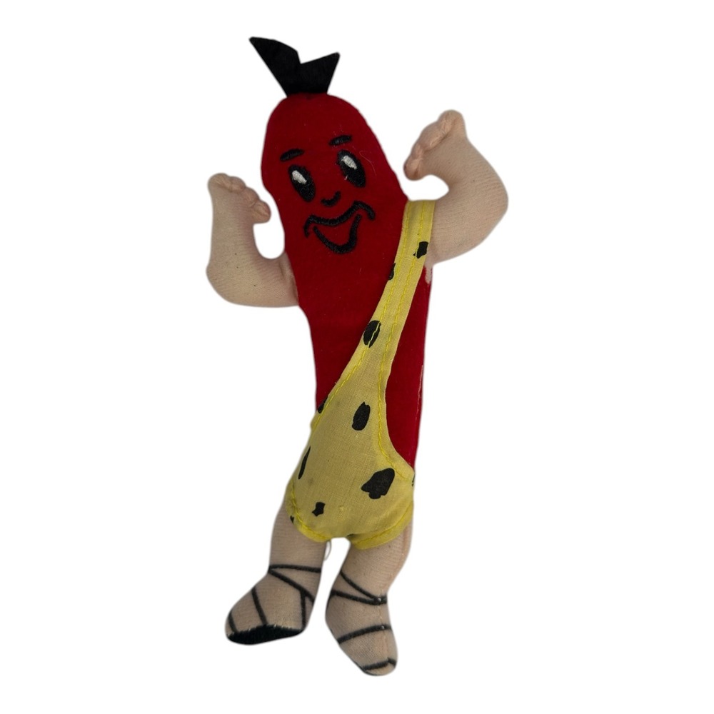 Vintage Superdawg Maurie Caveman Hot Dog Plush Toy Retro Chicago Nostalgic